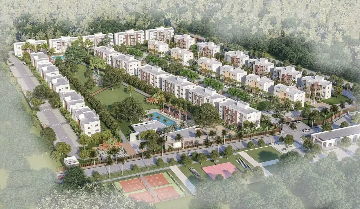 Costa Bávaro Garden vista de drone renderizada del master plan