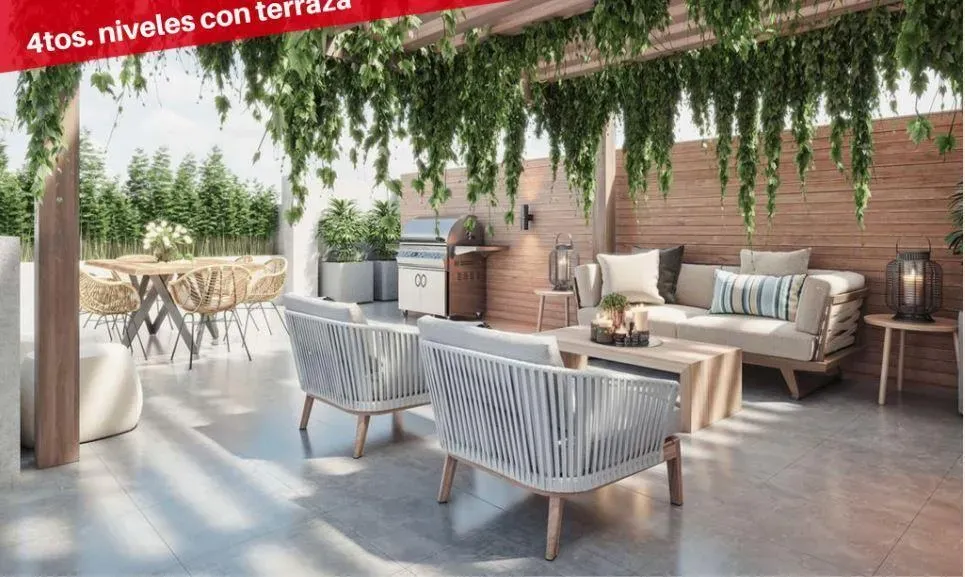 Terraza de los apartamentos Tipo A, B y C de Palmas de Santo Domingo Norte