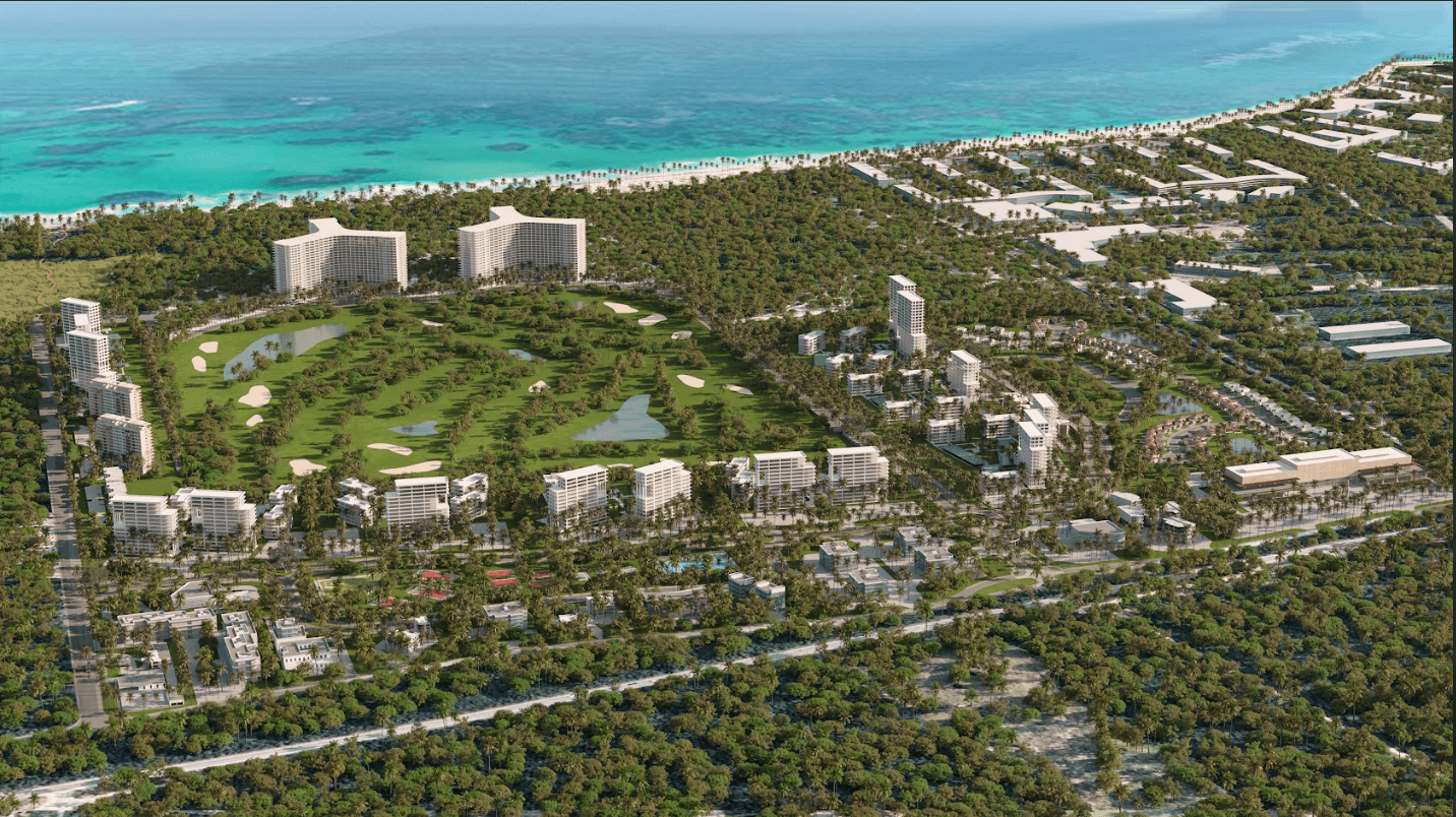 Zabela Beach master plan render vista de dron